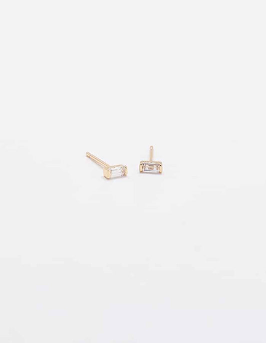 Mini Baguette Gold Studs