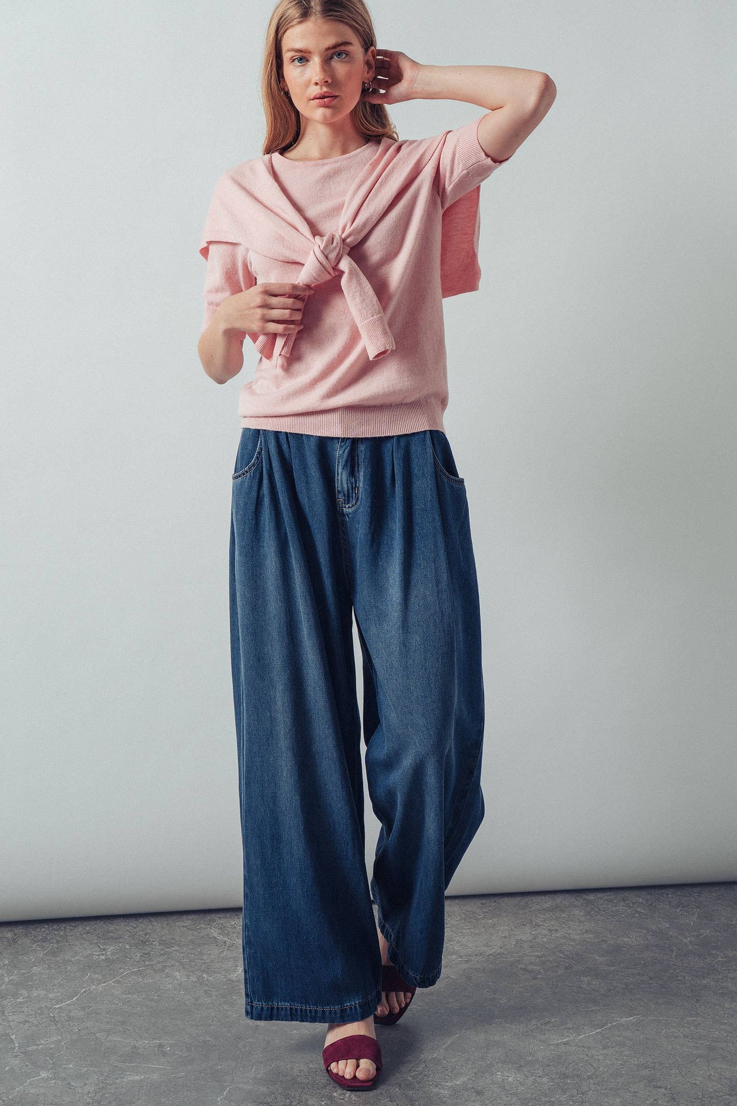 Dahlia Wide-Leg Denim Pants