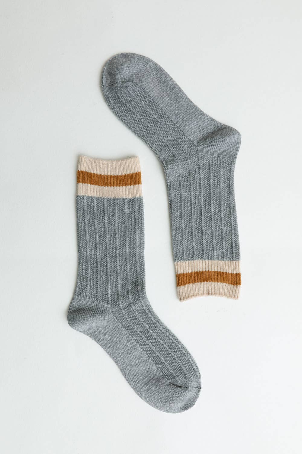 Cozy Retro Color Block Wool Crew Socks - Gray