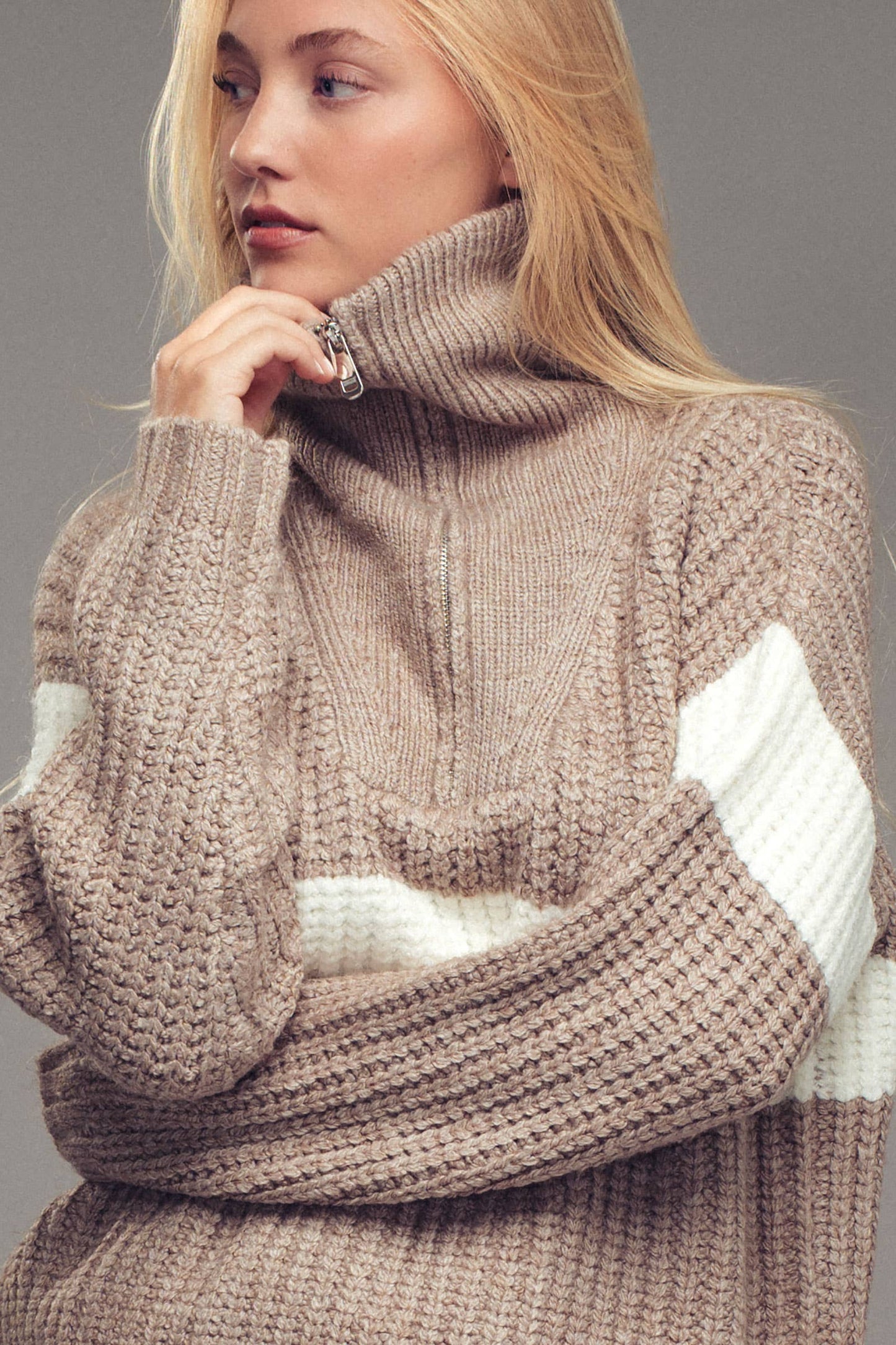Maya Half-Zip Knit Sweater (Mocha)