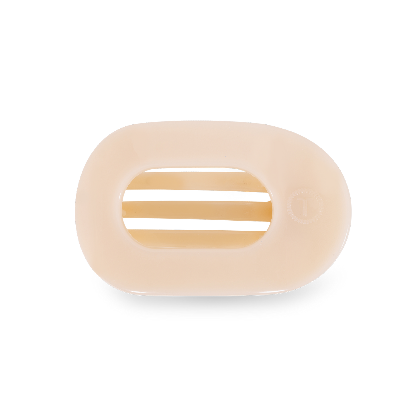 Almond Beige Round Flat Hair Clip, Small