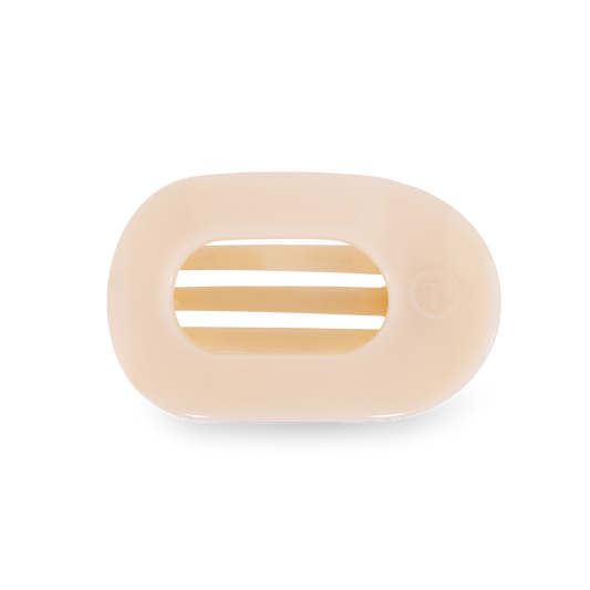Almond Beige Round Flat Hair Clip, Small