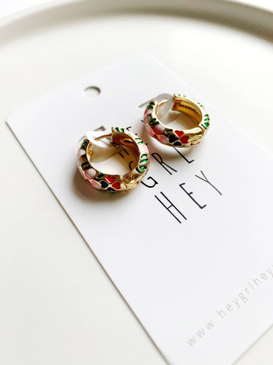 Pink Flower Hoops