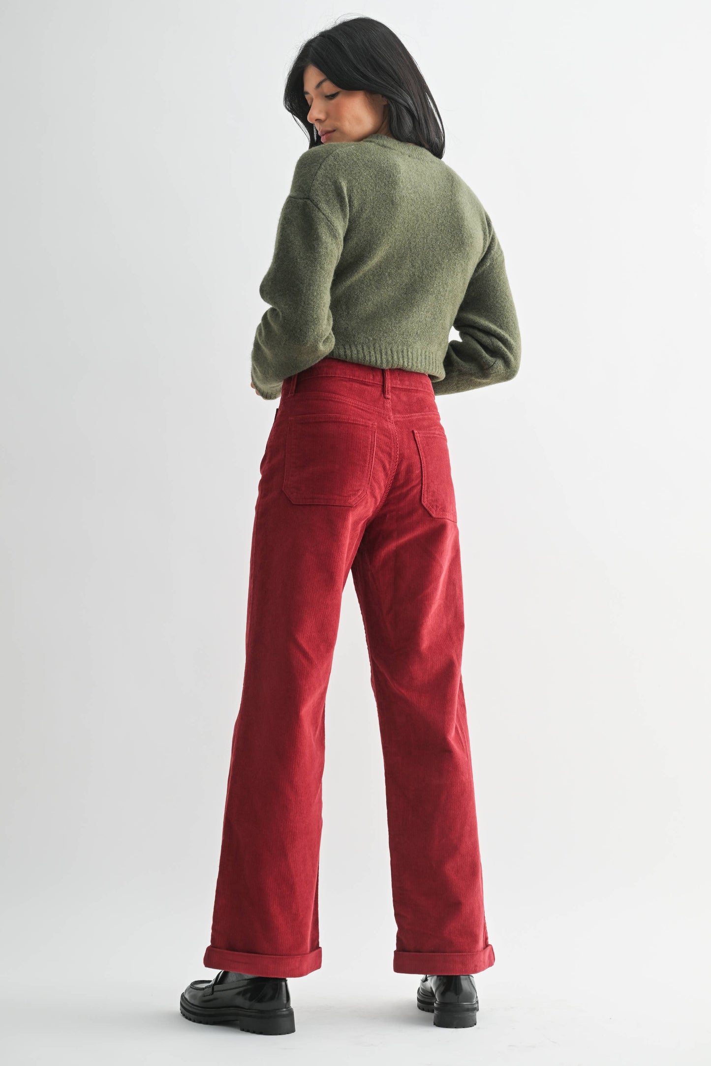 Crimson Corduroy Wide Leg Pant