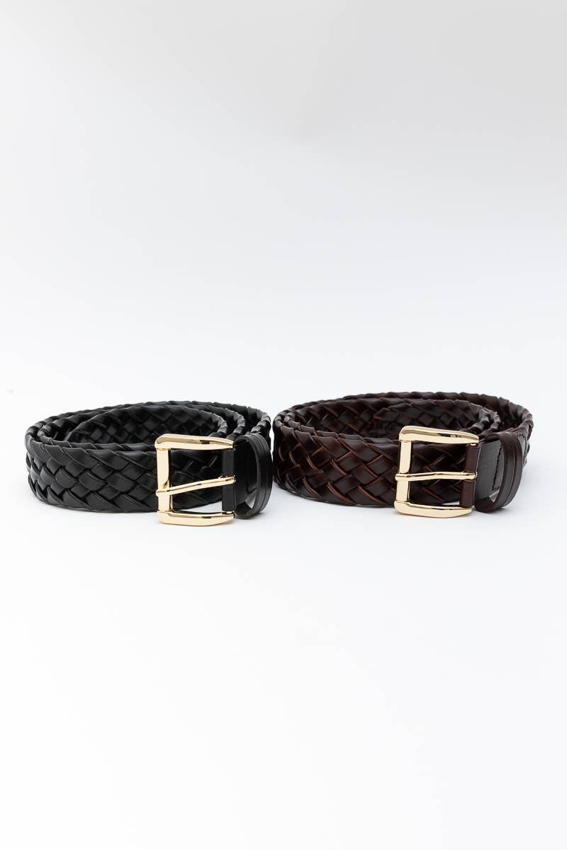 Vintage Braided Leather Belt (Black)