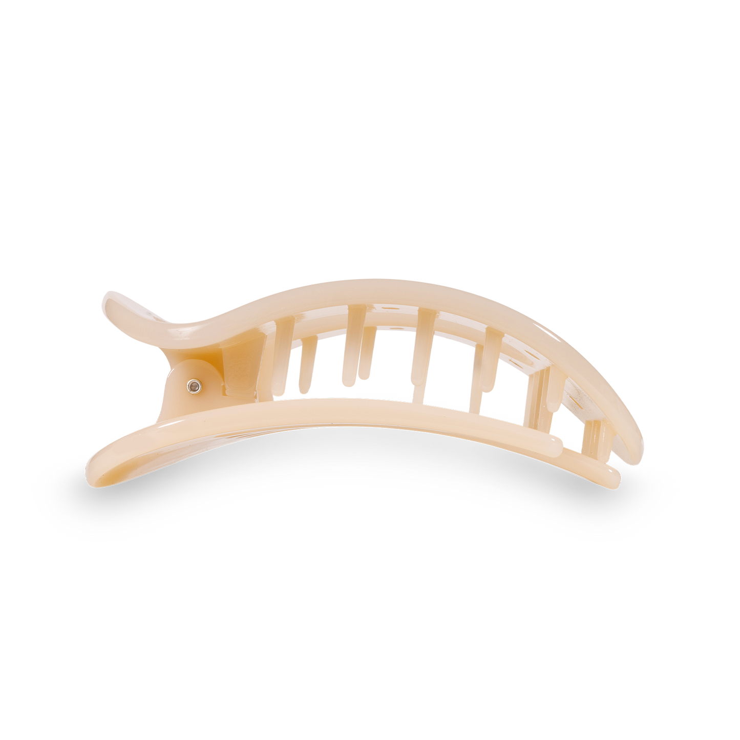 Almond Beige Round Flat Hair Clip, Small