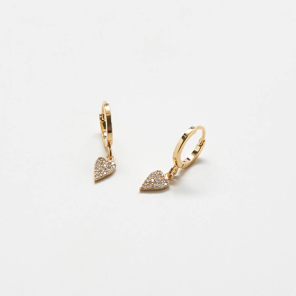 Pavé Heart Huggie Earrings