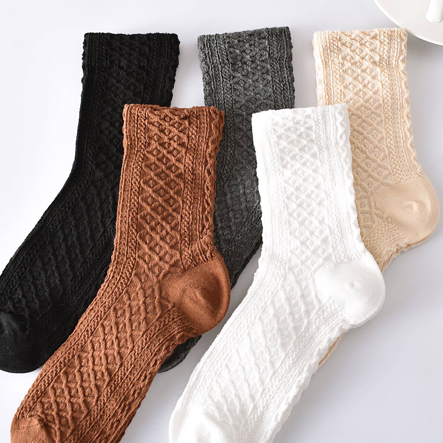 Classic Solid Color Retro Cotton Socks (Multiple Colors)